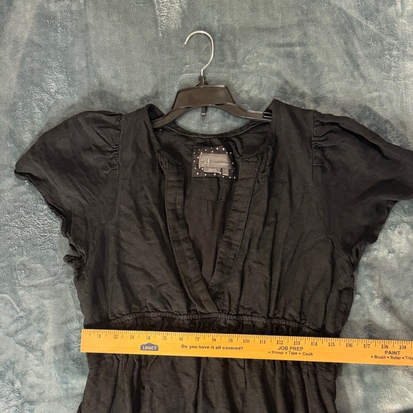 Anthropologie Black V-Neck Short-Sleeve Midi Dress - Picture 6 of 9